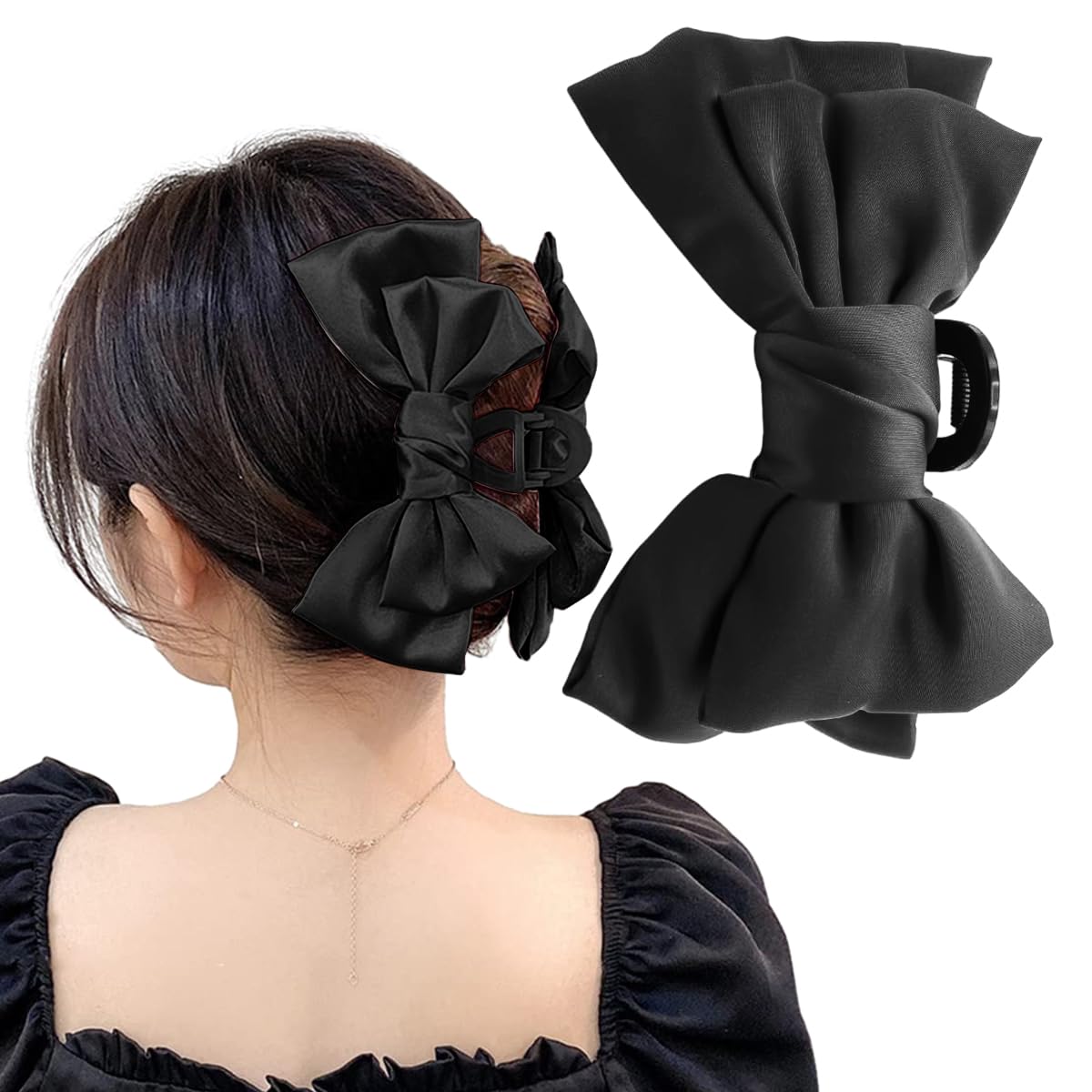 PALAY Claw Clip for Women Large Black Bow Claw Clip for Medium Thick Hair Women Hair Accessories for Hair Styling, Hair Clamp, Hair Claw for Women Girls PALAY Claw Clip for Women Large Black Bow Claw Clip for Medium Thick Hair Women Hair Accessories for Hair Styling, Hair Clamp, Hair Claw for Women Girls